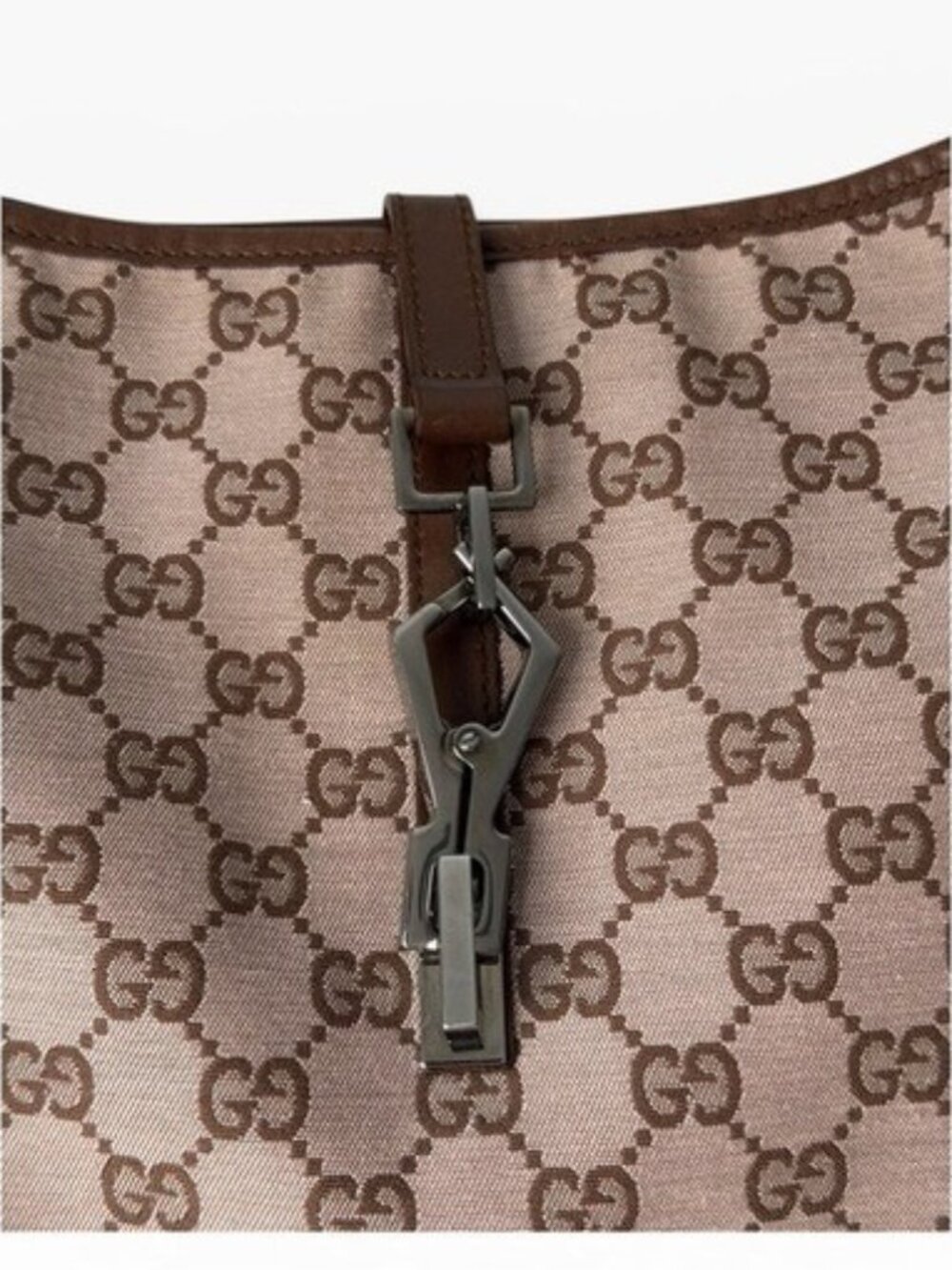 Gucci Jackie GG Monogram Brown Canvas Leather Trim Shoulder Bag - Picture 3 of 16